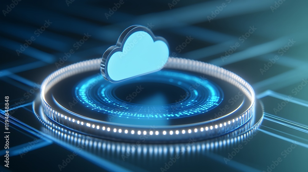 Poster modern cloud computing concept with digital elements and futuristic design in abstract technology ba