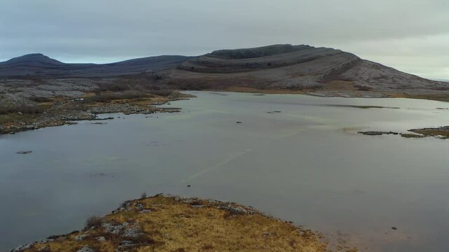 Aerial Dolly of Mullaghmore, Slow Motion Establishing Shot in The Burren, Ireland