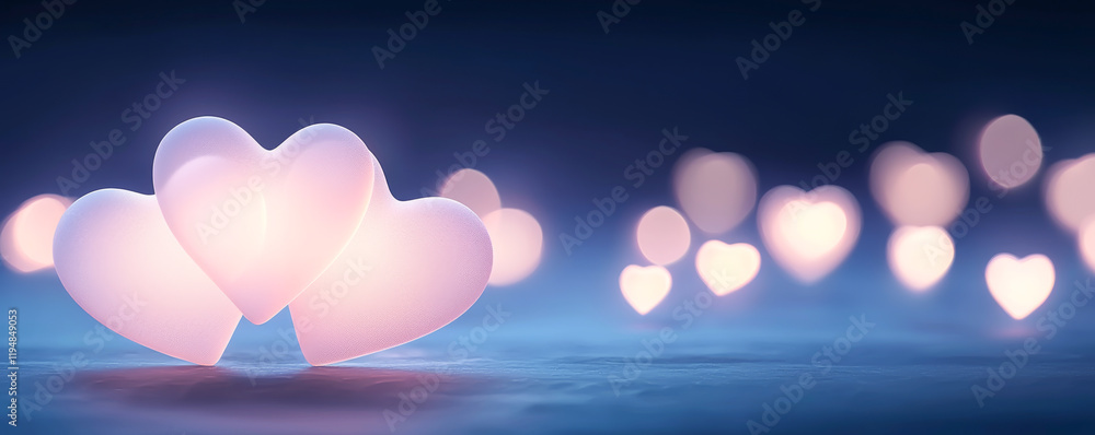 Aufkleber glow of soft heart shapes creating a romantic and cozy atmosphere in dim light.