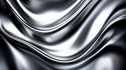 Highly Detailed Reflective Silver Metallic Texture with Wavy Liquid Chrome Pattern, Light and Shadow, Refraction, Glitch Art, Hyper-Realistic Design