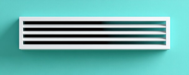 White Rectangular Ventilation Grille on a Turquoise Wall