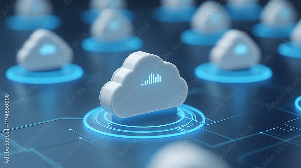 Poster modern cloud technology concept with digital data visualization and network connections in 3d space