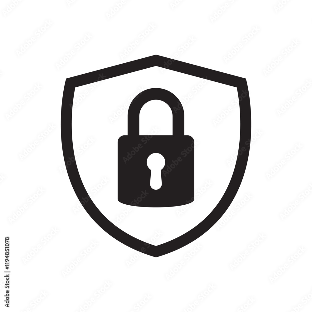 Poster shield security with lock icon. protection, safety, password security icon. firewall access privacy 