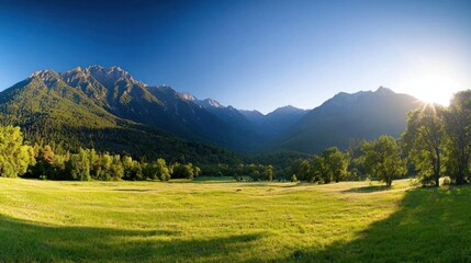 Serene mountain valley landscape