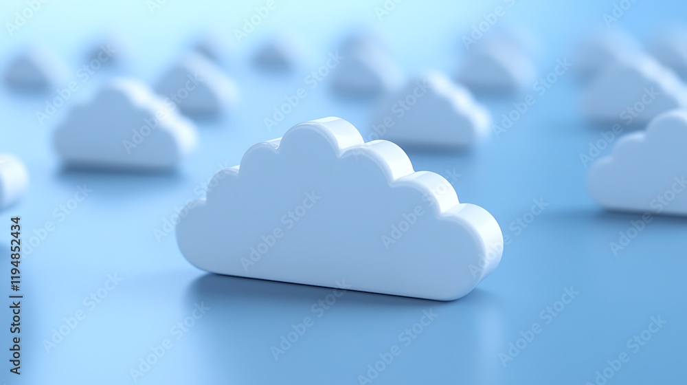 Poster white clouds on a soft blue background representing imagination, dreams, and visual serenity in natu