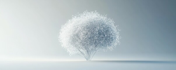 Fototapeta premium Brain concept, neural network representation, digital innovation, artificial intelligence, futuristic design on a light grey background