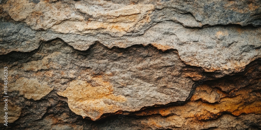 Poster textured stone background featuring layered shades of gray and orange, with erosion patterns creatin