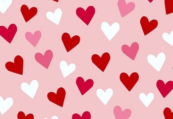 Hearts in Pink, Red, and White on Flat Fabric for Valentine's Day Quilts, Throws, and Decorations