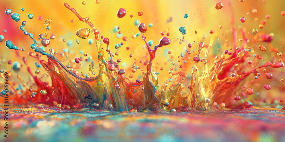 Poster Abstract Colorful Splash 3D Background for Generative and Dynamic Art Projects