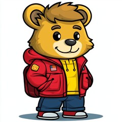 Obraz premium A Stylish Teddy Bear Wearing a Red Jacket