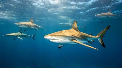 Picture shows a Caribbean reef shark at the bank of the Caribbean Sea