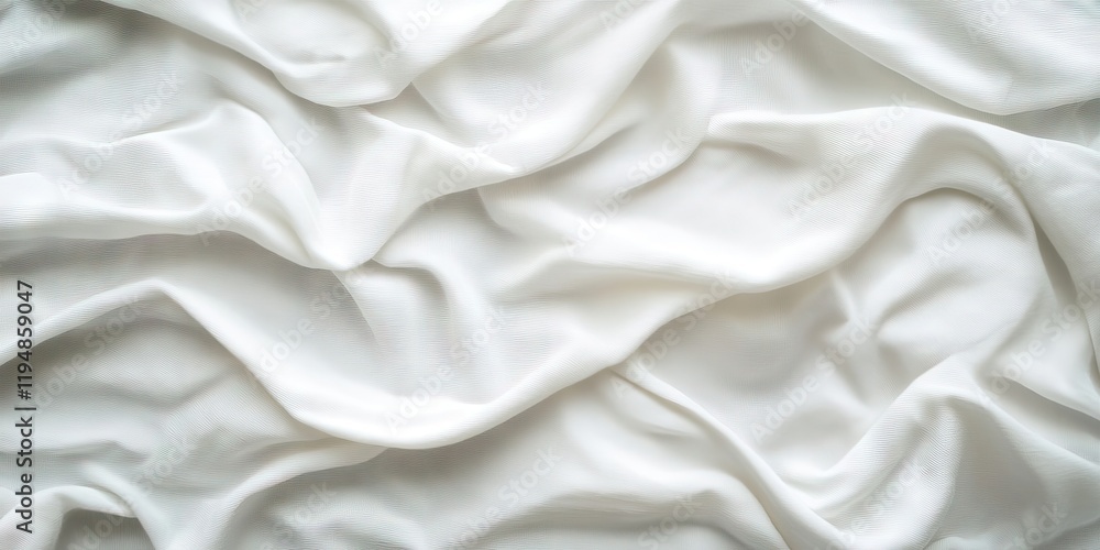 Aufkleber textured background of soft focus wrinkled white bedding sheets with gentle creases and ample copy s