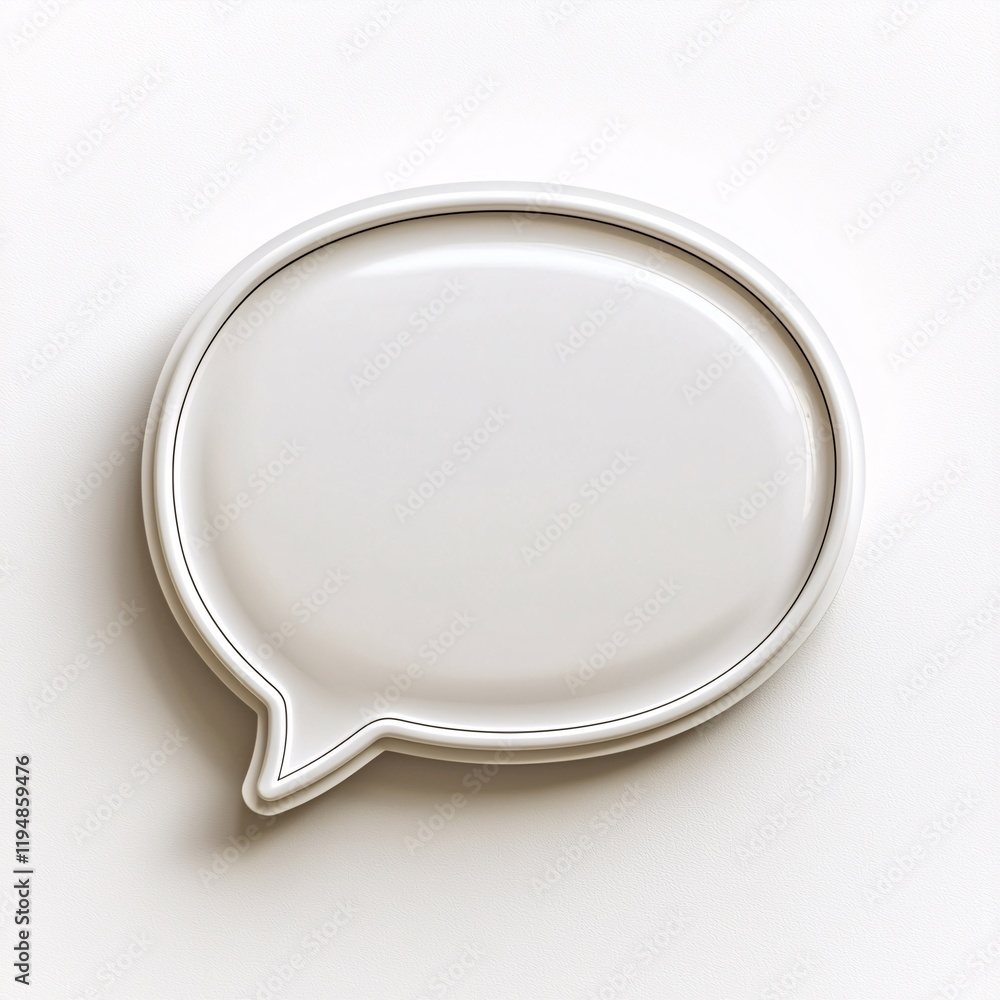 Poster a simple speech bubble design, white with a subtle outline, ideal for conveying messages or dialogue