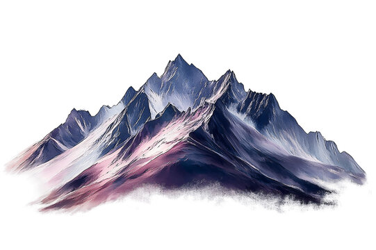 Illustration of an mountain range with sharp peaks and rugged texture isolate on transparent background
