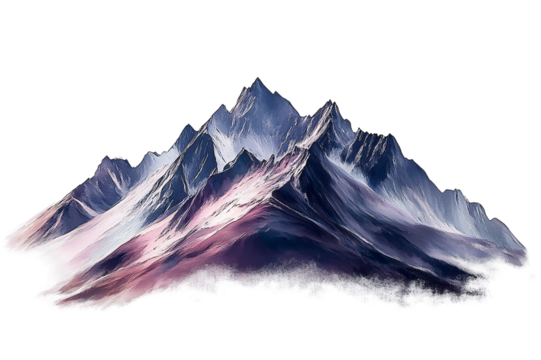 Illustration of an mountain range with sharp peaks and rugged texture isolate on transparent background