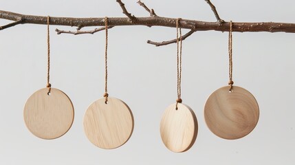 wooden hanging ornaments in the shape of circles