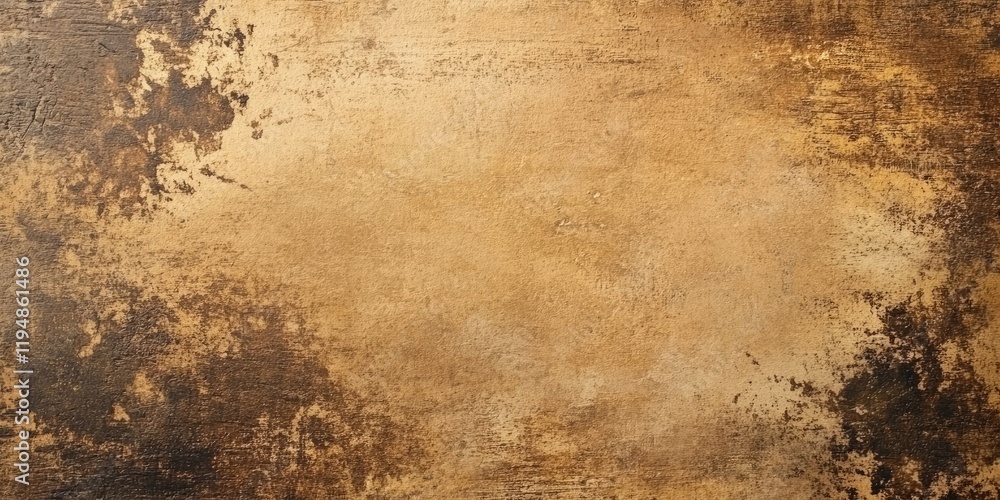 Poster abstract brown grunge texture featuring dark edges and a warm golden center providing ample space fo
