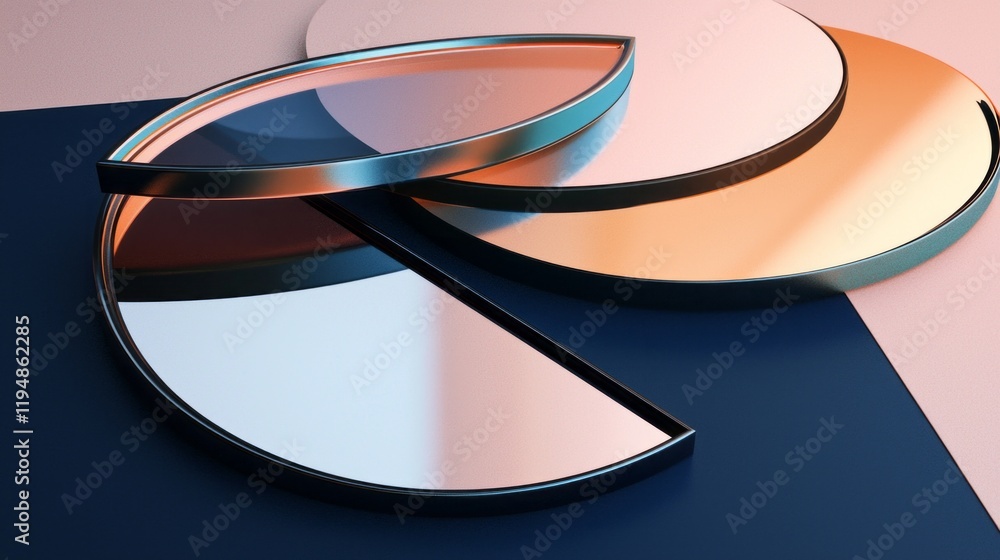 Poster shapes intertwine in a harmonious dance of colors, showcasing a blend of smooth curves and sharp ang
