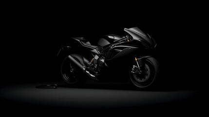 Fototapeta premium Dark minimalist desktop wallpaper, motorbike design, emphasizing speed and power