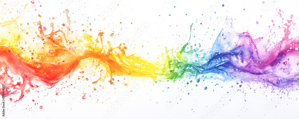 Poster vibrant color splash with rainbow hues creating an artistic abstract design.