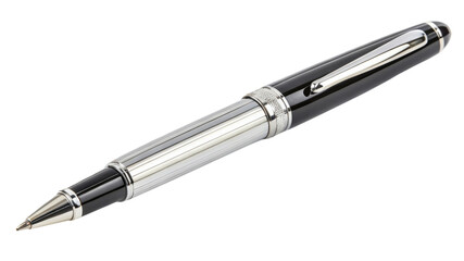 Black and Silver Rollerball Pen, Isolated on White Background, Luxury Writing Instrument, Stationery Product, Pen, Stationery, Office Supplies
