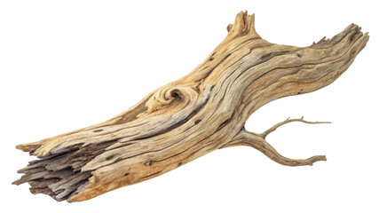 Obraz premium Curved Driftwood Branch, Isolated on White Background Natural Texture, Wood Grain, Organic Design, Driftwood, Nature, Texture