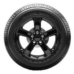 Obraz premium Black Alloy Wheel with Tire Detail Isolated on transparent background