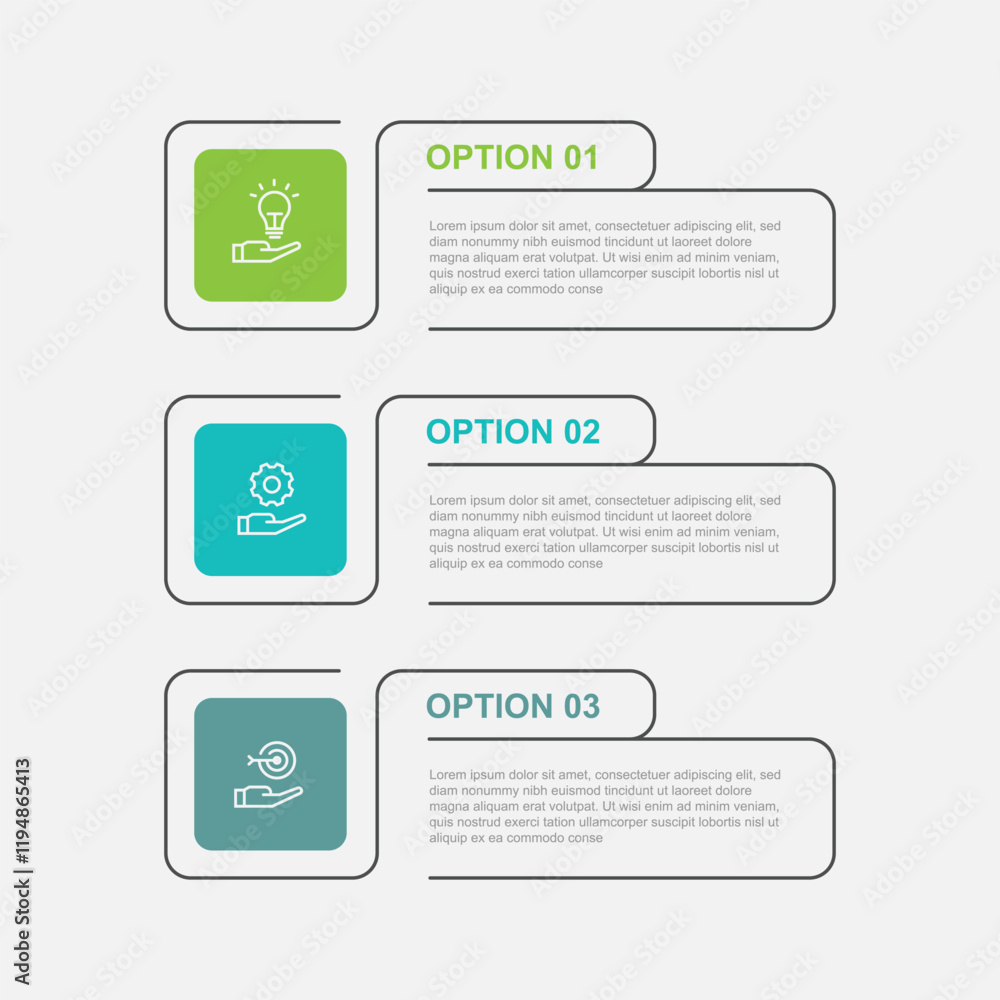 Poster Infographic template vector with icons and 3 step process or option 