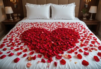 heart shaped pillow on bed