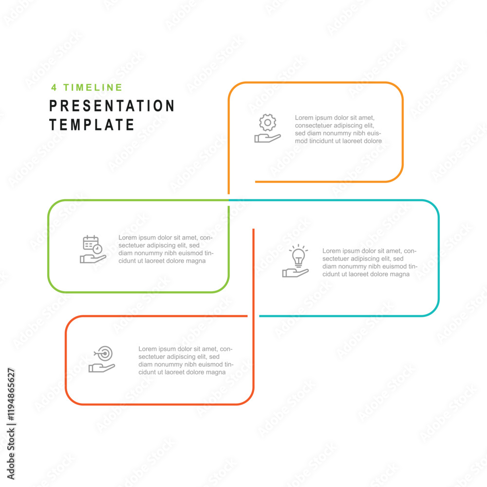 Poster one line connection with 4 column shaped suitable for business information and infographic template 
