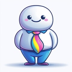 Happy Cartoon Character Wearing A Colorful Tie