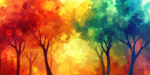 Abstract Art Wallpaper Illustration with Big Tree in the Background for Nature and Conceptual Design