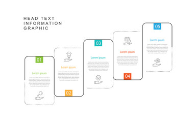 Obraz premium 5 step line infographic template vector with icons suitable for business information and web presentation 