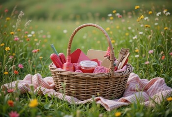 picnic basket with apples 