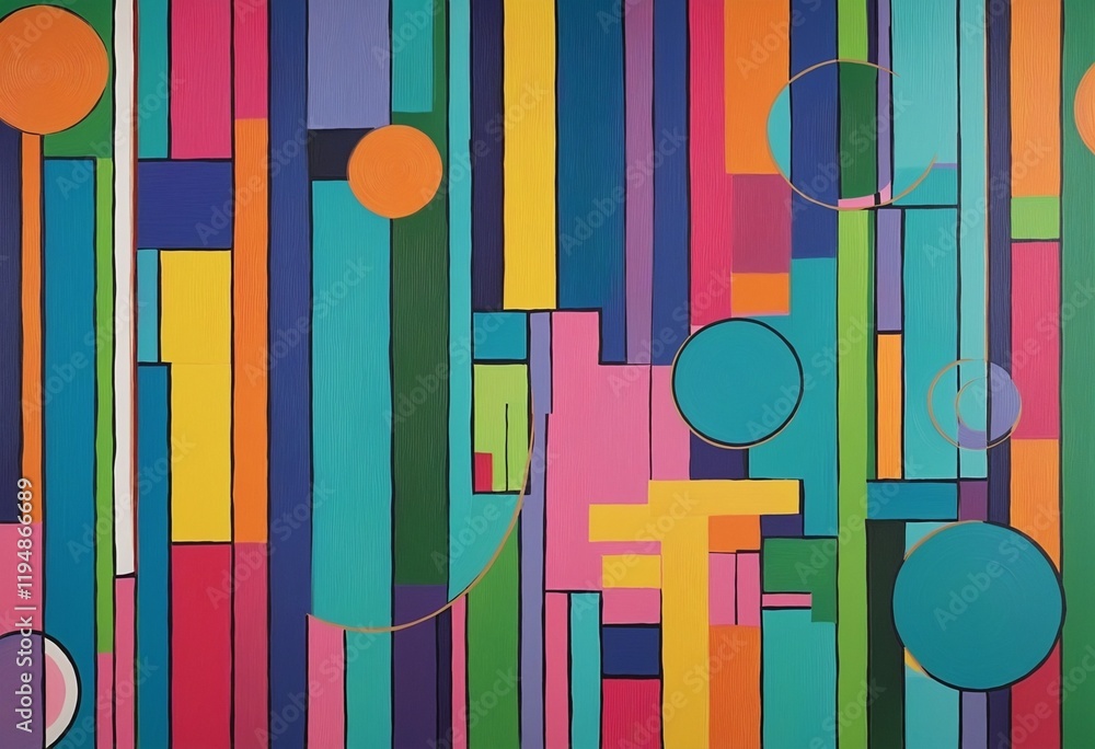 Poster dynamic fusion of colorful geometric forms