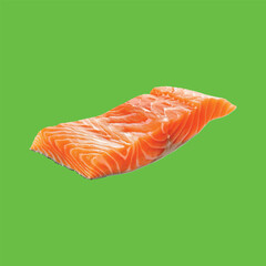 raw salmon steak green screen background  Art & Illustration