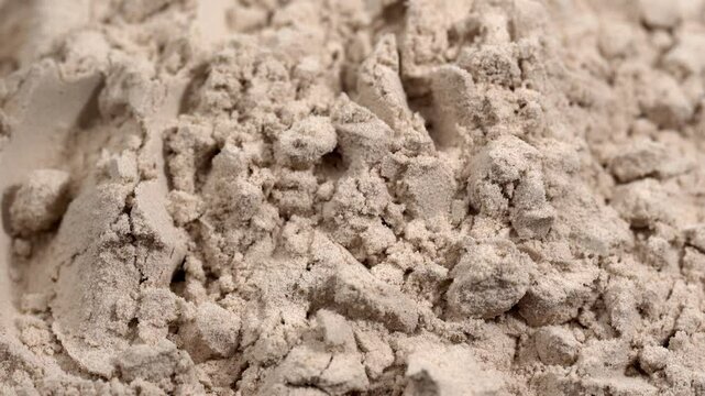 Protein powder in a measuring spoon. Bodybuilding, fitness and lifestyle in the gym. The concept of sports, health and nutrition
