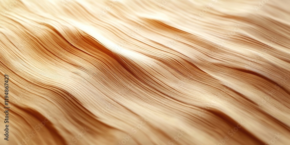 Poster wooden texture background with flowing lines in warm beige tones, featuring soft waves and subtle de