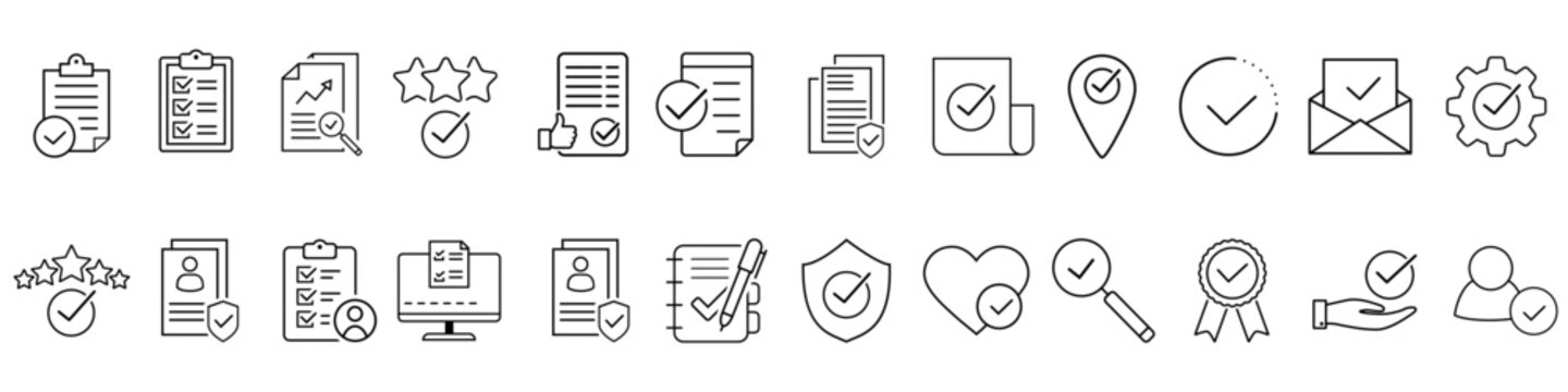 Checkmark icon vector set. confirm terms illustration sign collection. approve symbol. ok logo. approve mark.