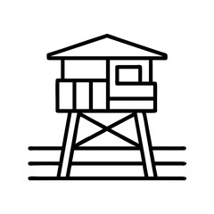 beach lifeguard station icon, beach lifeguard station line art - simple line art of beach lifeguard station, perfect for beach lifeguard station logos and icons and themed design 