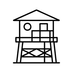 beach lifeguard station icon, beach lifeguard station line art - simple line art of beach lifeguard station, perfect for beach lifeguard station logos and icons and themed design 