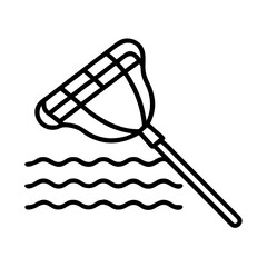 pool cleaning net icon, pool cleaning net line art - simple line art of pool cleaning net, perfect for pool cleaning net logos and icons and themed design 