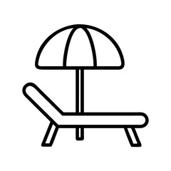 poolside lounge chair icon, poolside lounge chair line art - simple line art of poolside lounge chair, perfect for poolside lounge chair logos and icons and themed design 