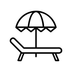 poolside lounge chair icon, poolside lounge chair line art - simple line art of poolside lounge chair, perfect for poolside lounge chair logos and icons and themed design 