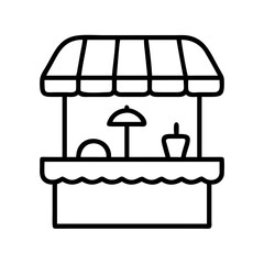 poolside snack bar icon, poolside snack bar line art - simple line art of poolside snack bar, perfect for poolside snack bar logos and icons and themed design 