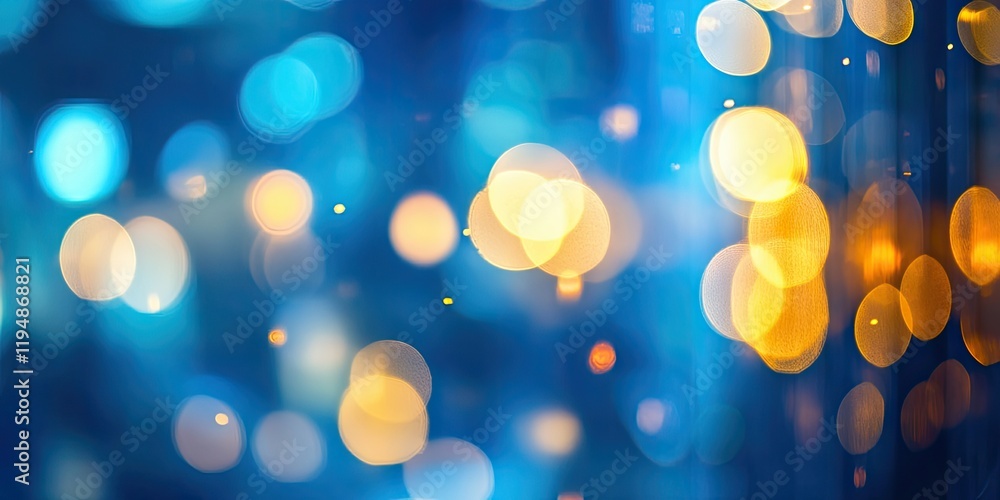 Aufkleber blue and golden bokeh lights softly blurred in a vibrant background, creating a luminous abstract sh