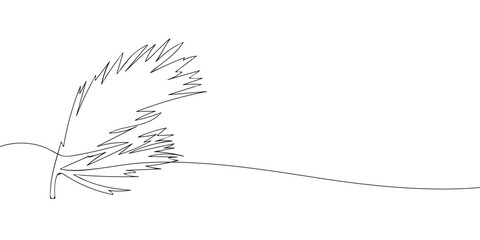 A single line drawing of a pine branch. Continuous line needles icon. One line icon. Vector illustration.