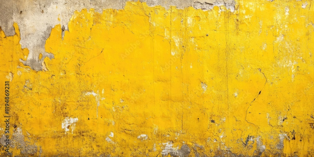 Poster textured concrete wall with vivid yellow and weathered gray areas creating an abstract background id