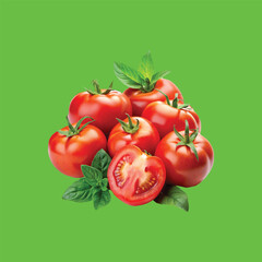 tomatoes on a vine green screen background Art & Illustration