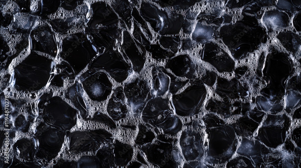 Poster Abstract dark liquid surface with frothy texture, creating an interesting pattern